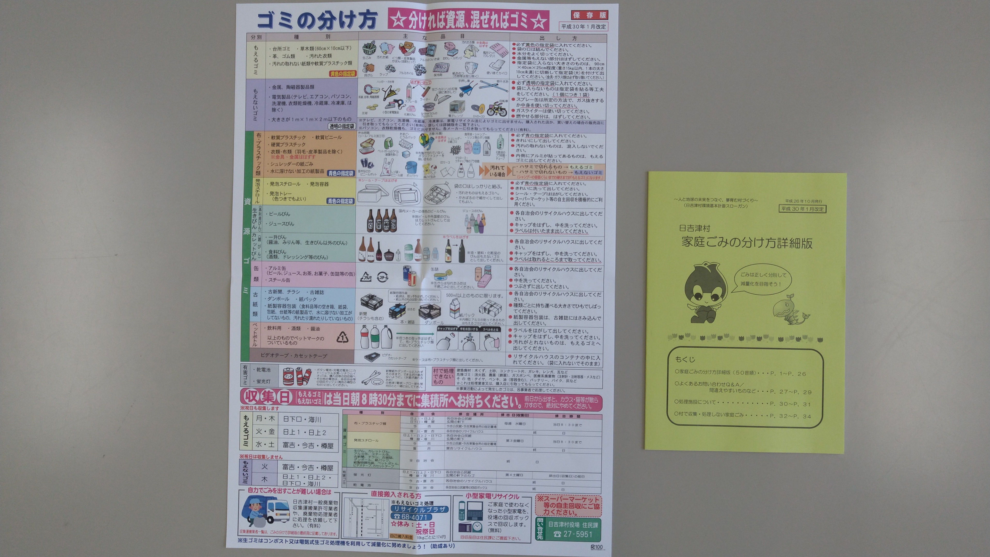 ゴミの分け方 の ポスター と 冊子 を更新します 日吉津村 ひとのえがおづくりができる村