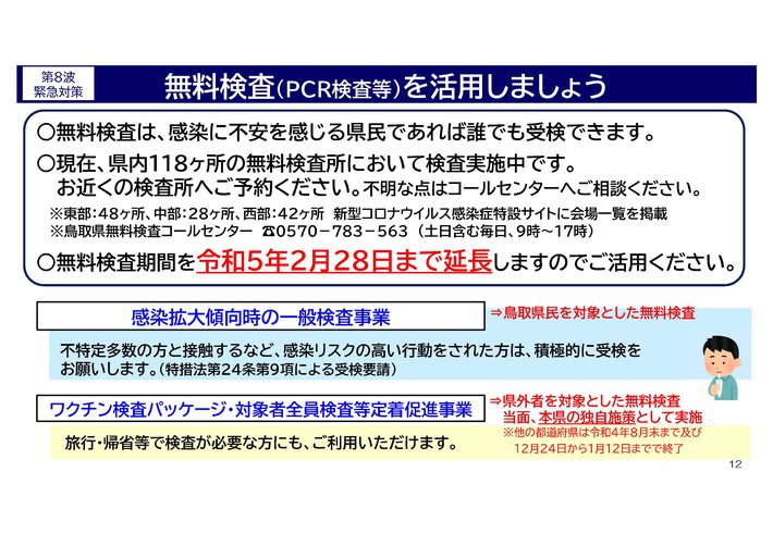 無料PCR検査の活用のお願い