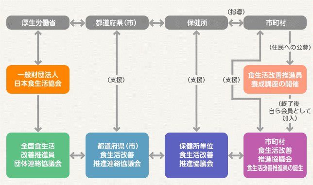 食生活改善推進員（ヘルスメイト）活動の流れ